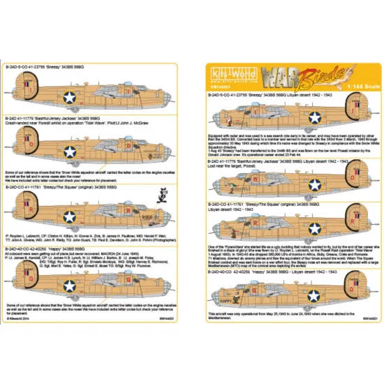 Kits World Kw144031 1/144 Decal For B-24d Liberator Accessories For Aircraft