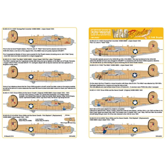 Kits World Kw144032 1/144 Decal For B-24d Liberators Accessories For Aircraft