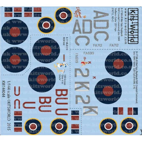 Kits World Kw144044 1/144 Decal For Boeing B-17 Mkiiis Accessories For Aircraft