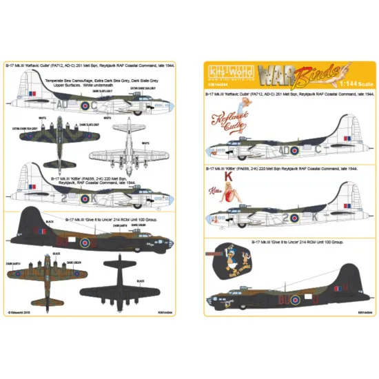 Kits World Kw144044 1/144 Decal For Boeing B-17 Mkiiis Accessories For Aircraft