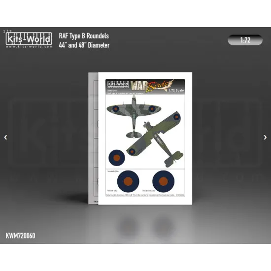 Kits World Kwm720060 1/72 Mask For Raf 48 Inch Type B Roundels 44 And 48 Inch