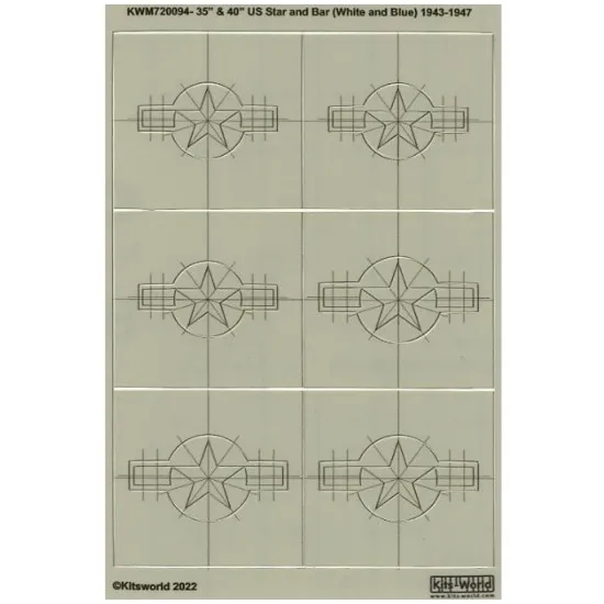 Kits World Kwm720094 1/72 Mask For Us Stars And Bar 1943-1947 35 Inch And 40 Inch