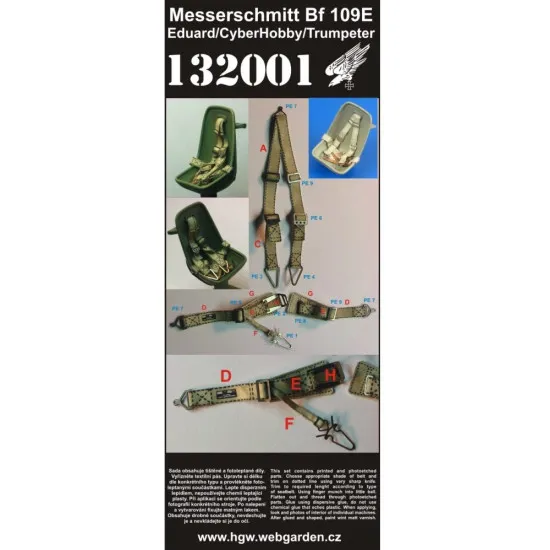 Hgw 132001 1/32 Seatbelts Messerschmitt Bf-109e Accessories For Aircraft
