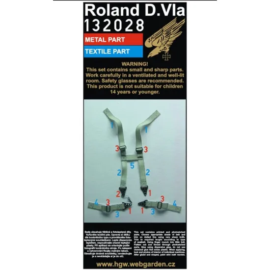 Hgw 132028 1/32 Seatbelts For Roland D.via For Wingnut Wings Kits
