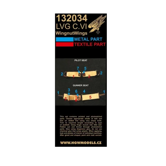 Hgw 132034 1/32 Seatbelts For Lvg C.vi For Wingnut Wings Kits