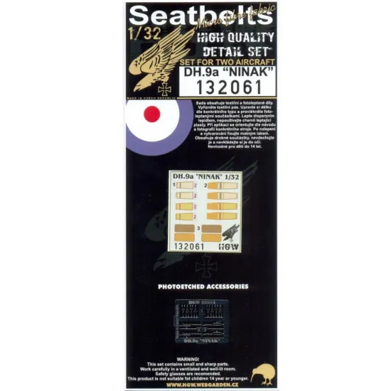 Hgw 132061 1/32 Seatbelts For Dh.9a Ninak For Wingnut Wings Kits
