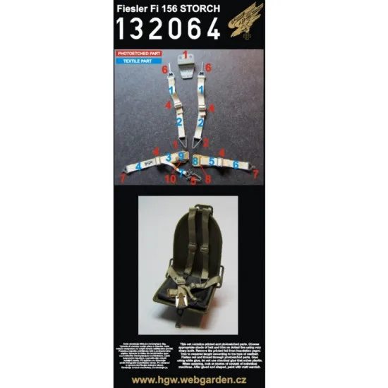 Hgw 132064 1/32 Seatbelts For Fiesler Fi-156 Storch Accessories For Aircraft