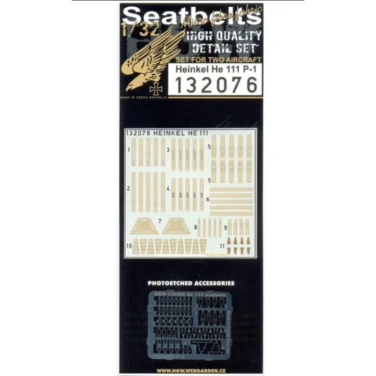 Hgw 132076 1/32 Seatbelts For Heinkel He 111 P-1 For Revell Kits Accessories Kit