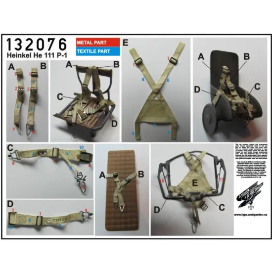 Hgw 132076 1/32 Seatbelts For Heinkel He 111 P-1 For Revell Kits Accessories Kit