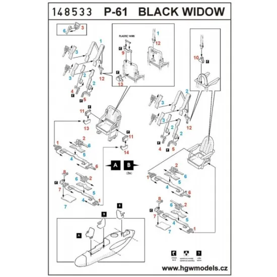 Hgw 148533 1/48 Seatbelts P-61 Black Widow For Monogram Revell Great Wall Hobby