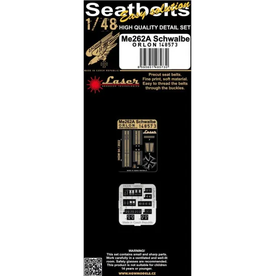 Hgw 148573 1/48 Seatbelts For Me262a Schwalbe Orlon Accessories For Aircraft
