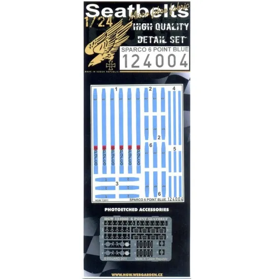 Hgw 124004 1/24 Seatbelts Sparco 6 Point Blue Accessories For Aircraft