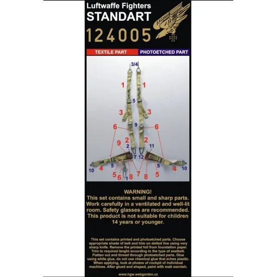 Hgw 124005 1/24 Seatbelts For Luftwaffe Fighters Early Standart Accessories Kit