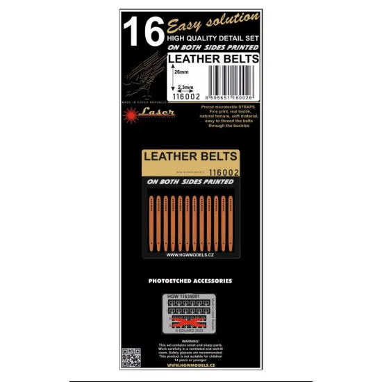 Hgw 116002 1/16 Seatbelts Leather Belts 26mm Accessories Kit