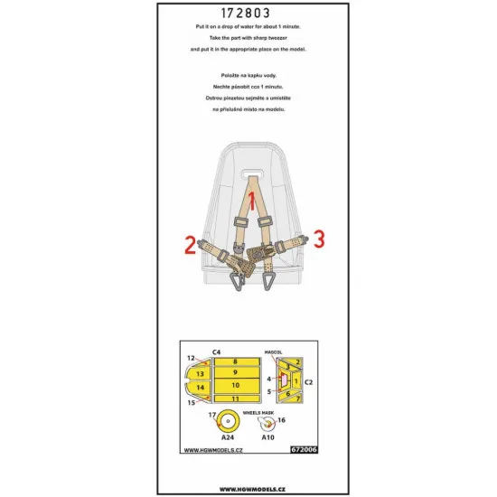 Hgw 172803 1/72 Seatbelts And Mask For Bf109e-3 Basic Line Accessories Kit
