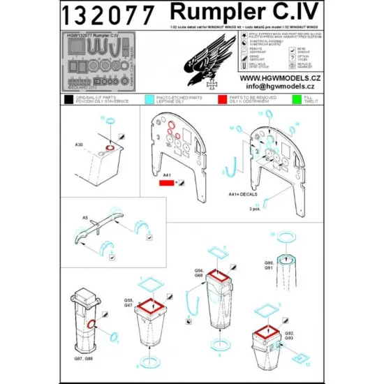 Hgw 132077 1/32 Photo-etched For Rumpler C.iv Interior For Wingnut Wings