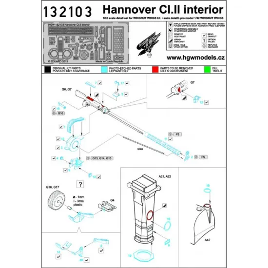 Hgw 132103 1/32 Photo-etched For Hannover Cl.ii Interior For Wingnut Wings