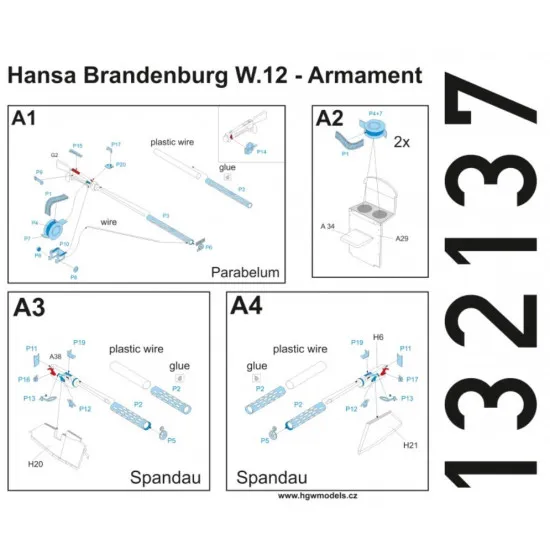Hgw 132137 1/32 Photo-etched For Hansa-brandenburg W.12 Armament For Wingnut Wings
