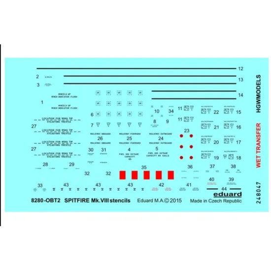 Hgw 248047 1/48 Decal For Spitfire Hf Mk Viii Stencils Accessories For Aircraft