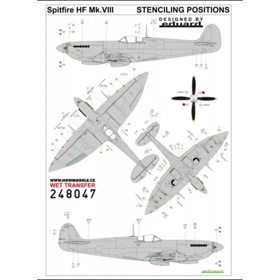 Hgw 248047 1/48 Decal For Spitfire Hf Mk Viii Stencils Accessories For Aircraft