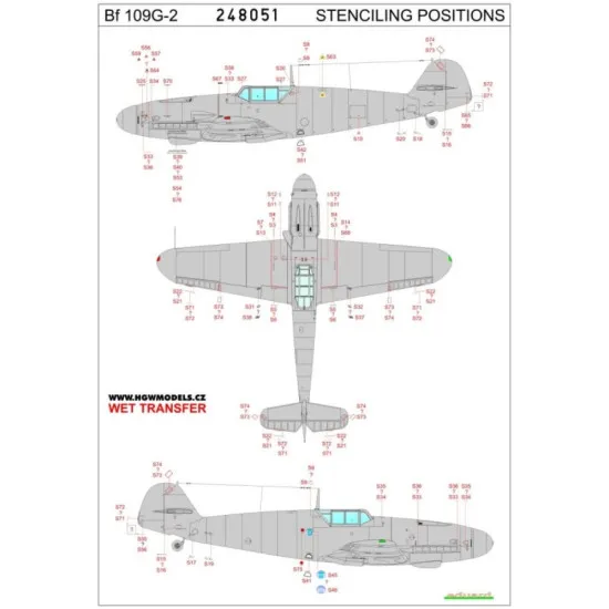 Hgw 248051 1/48 Decal For Bf109g-2 Stencils Accessories For Aircraft
