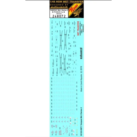 Hgw 248072 1/48 Decal For Hawker Tempest Mk.v Series 2 Stencils Accessories Kit
