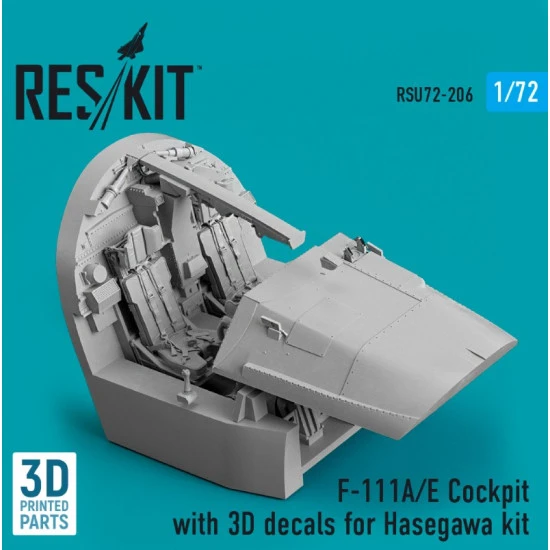 Reskit Rsu72-0206 1/72 F111ae Cockpit With 3d Decals For Hasegawa Kit 3d Printed