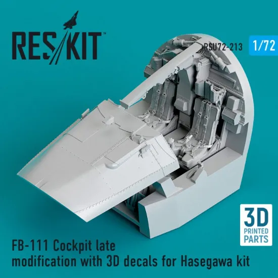 Reskit Rsu72-0213 1/72 Fb111 Cockpit Late Modification With 3d Decals For Hasegawa Kit 3d Printed