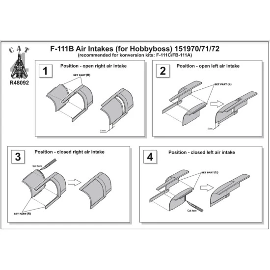 Cat4-r48092 1/48 F111b Air Intakes For Hobbyboss Scale Model Accessories