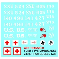 Hgw 235001 1/35 Decal Model T 1917 Ambulance Stencils Accessories For Aircraft