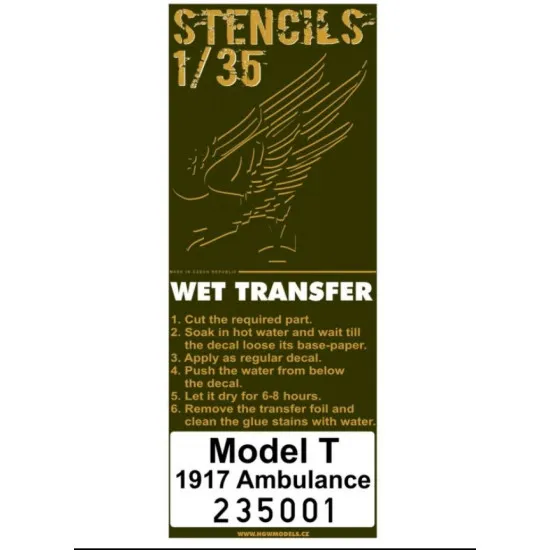 Hgw 235001 1/35 Decal Model T 1917 Ambulance Stencils Accessories For Aircraft