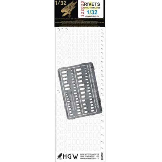 Hgw 322020 1/32 Positive Rivets Oval Templates Plus Accessories For Aircraft