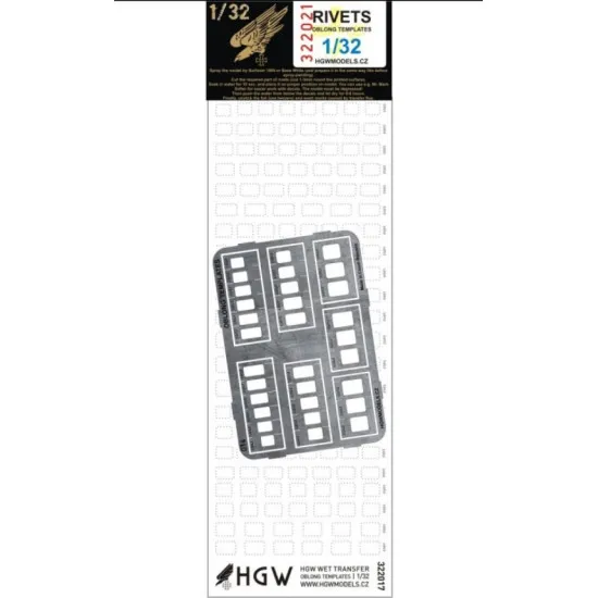 Hgw 322021 1/32 Positive Rivets Oblong Templates Plus Accessories For Aircraft