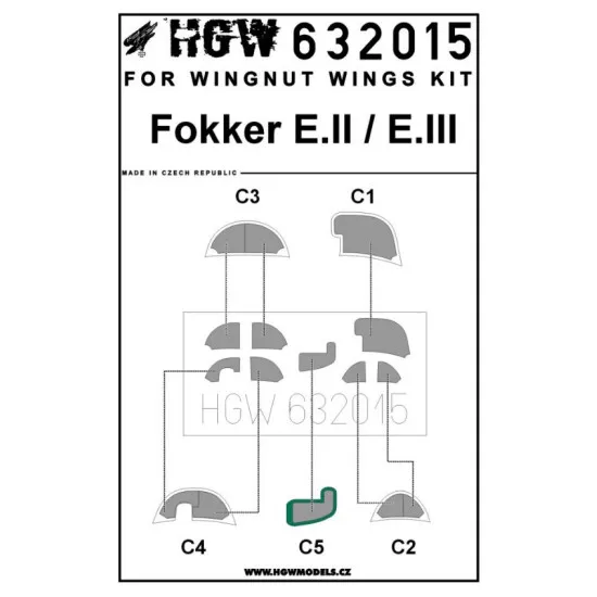 Hgw 632015 1/32 Mask For Fokker E.ii And E.iii For Wingnut Wings Accessories Kit