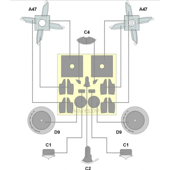 Hgw 632017 1/32 Mask For Amc Dh.2 For Wingnut Wings Accessories Kit