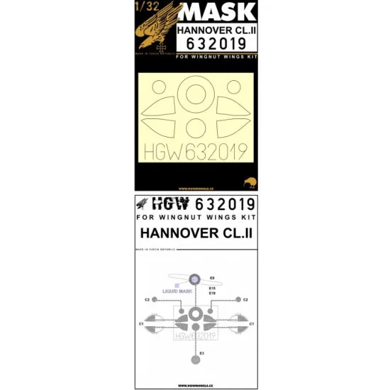Hgw 632019 1/32 Mask For Hannover Cl.ii For Wingnut Wings Accessories Kit