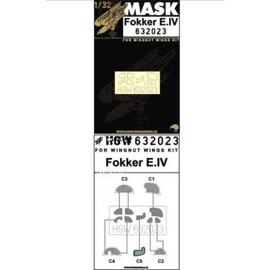 Hgw 632023 1/32 Mask For Fokker E.iv For Wingnut Wings Accessories Kit Hgw 632023 1/32 Mask For Fokker E.iv For Wingnut Wings Accessories Kit