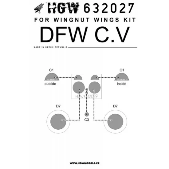 Hgw 632027 1/32 Mask For Dfw C.v For Wingnut Wings Accessories Kit