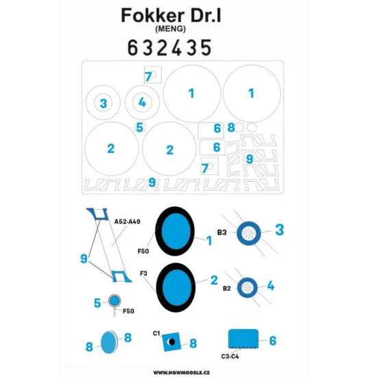 Hgw 632435 1/32 Inside And Outside Canopy Mask For Fokker Dr.i For Meng Kit