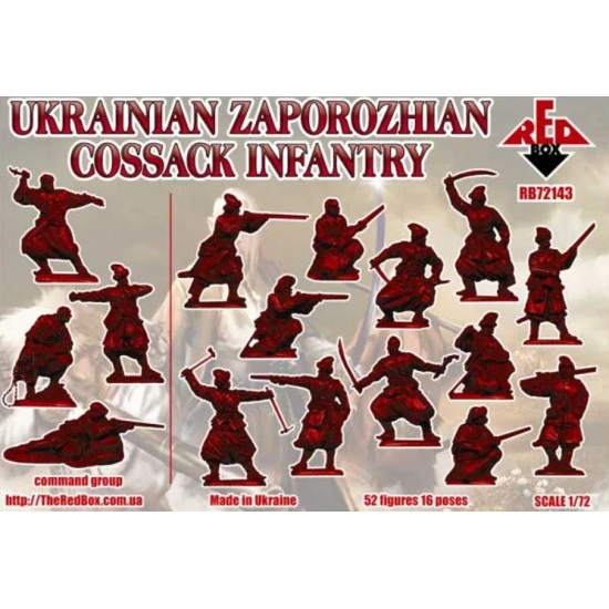 Red Box 72143 1/72 Ukrainian Zaporozhian Cossacks Infantry. 17 Cent Plastic Figures Kit