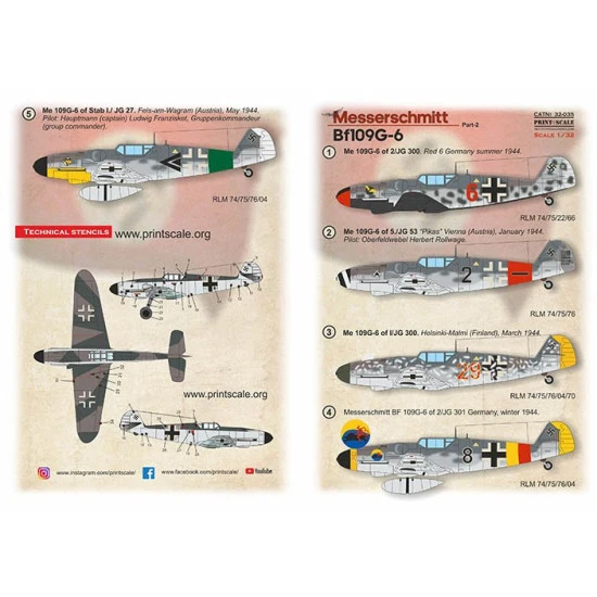 Print Scale 32-035 1/32 Messerschmitt Bf109 G6 Part 2 Accessories For Aircraft