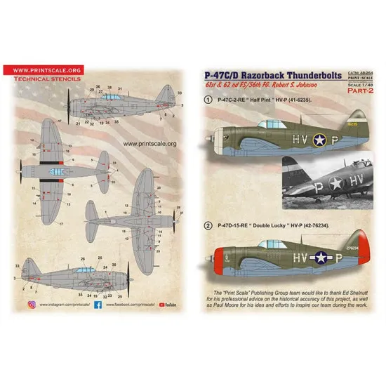 Print Scale 48-264 1/48 P47 C D Razorback Robert S. Jonson Part 2 The Complete Set 1.5 Leaf