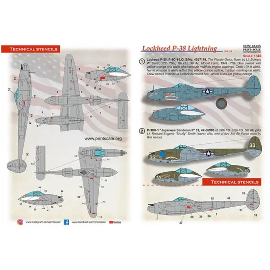 Print Scale 48-265 1/48 P38 Lightning Shark Mouth Part 4