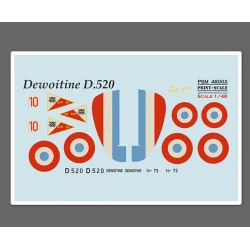 Print Scale Psm48002 1/48 Dewoitine D.520 Mask Decal 3d Decal