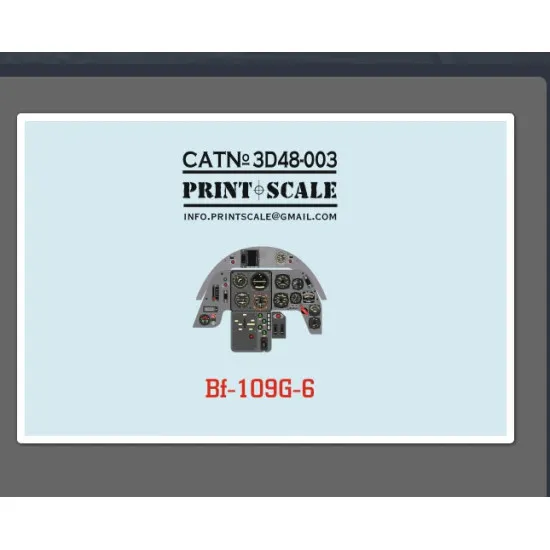 Print Scale 3d48-003 1/48 Instrumental Panel Bf.109 G6 Accessories Kit