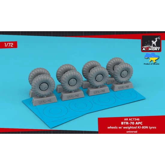 Armory Ac7346 1/72 Btr-70 Apc Wheels W/ Weighted Tires Ki-80n Retooled Set