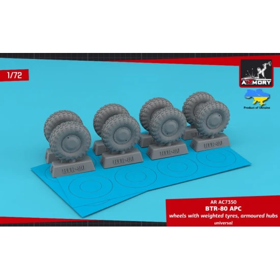 Armory Ac7350 1/72 Btr80 Apc Wheels W Weighted Tyres Ki80n Armored Hubs Retooled Set