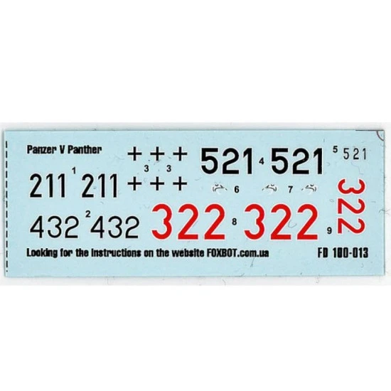 Foxbot 100-013 1/100 Decals German Pz Kpfw V Panther