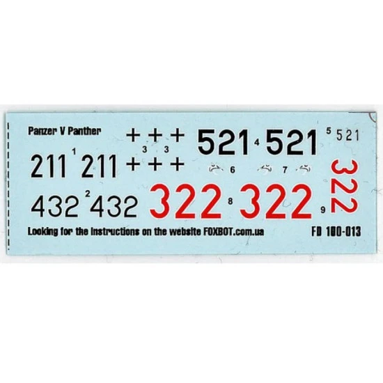 Foxbot 100-013 1/100 Decals German Pz Kpfw V Panther