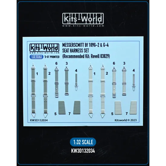 Kits World Kw3d132034 1/32 3d Decals Messerschmitt Bf 109g-2 And G-4 Seat Belts Revell 03829